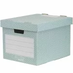 Tároló doboz, karton, 33,3x28,5x39 cm FELLOWES, "Style", zöld-fehér