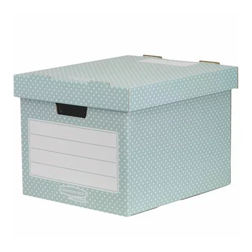 Tároló doboz, karton, 33,3x28,5x39 cm FELLOWES, "Style", zöld-fehér