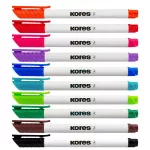 Tábla- és flipchart marker készlet, 1-3 mm kúpos, KORES "K-Marker W1", 10 különböző szín
