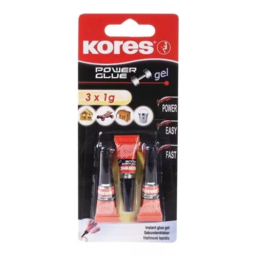 Pillanatragasztó gél, 3x1 g, KORES "Power Glue Gel"