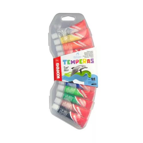 Tempera készlet, 12 ml, KORES, 12 különböző szín