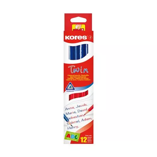 Postairón, háromszögletű, KORES "Twin", kék-piros