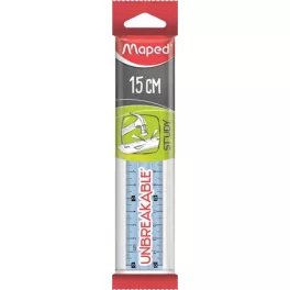   Vonalzó, műanyag, törhetetlen, 15 cm, MAPED "Study Unbreakable", vegyes színek