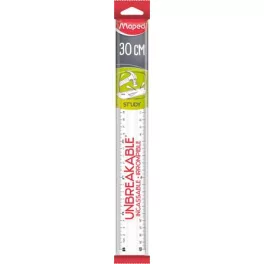   Vonalzó, műanyag, törhetetlen, 30 cm, MAPED "Study Unbreakable", átlátszó