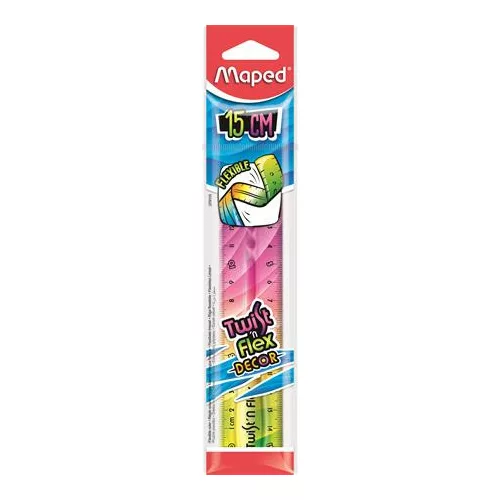 Vonalzó, műanyag, 15 cm, MAPED "Twist'n Flex Decor"
