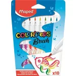 Filctoll készlet, kimosható, ecsetjellegű, MAPED "Color ’Peps Brush", 10 különböző szín