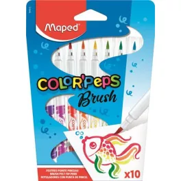   Filctoll készlet, kimosható, ecsetjellegű, MAPED "Color ’Peps Brush", 10 különböző szín