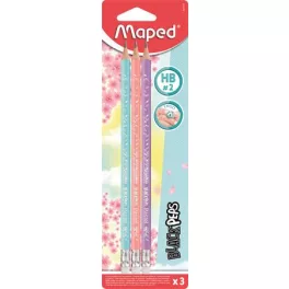   Grafitceruza radírral, HB, háromszögletű, MAPED "Black'Peps Pastel", vegyes pasztell színek