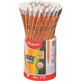   Grafitceruza radírral, ceruzatartó, HB, háromszögletű, MAPED "Black'Peps"