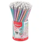 Grafitceruza radírral, ceruzatartó, HB, háromszögletű, MAPED "Black'Peps Pastel", vegyes pasztell színek