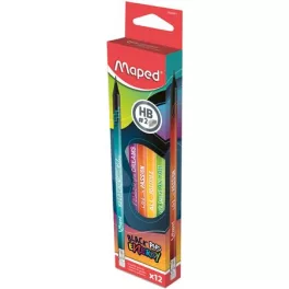   Grafitceruza radírral, HB, háromszögletű, MAPED "Black'Peps Energy", 6 különböző minta