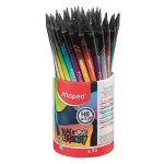 Grafitceruza radírral, ceruzatartó, HB, háromszögletű, MAPED "Black'Peps Energy", 6 különböző minta