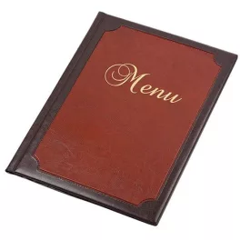   Étlaptartó, A4, bőrhatású, PANTA PLAST "Keretes Menu", sötétbarna-gesztenyebarna