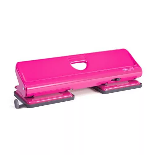 Lyukasztó, négylyukú, 22 lap, fém, RAPESCO "720", pink