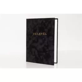 Oklevéltartó, A4, exkluzív, plüss, aranyozva, fekete