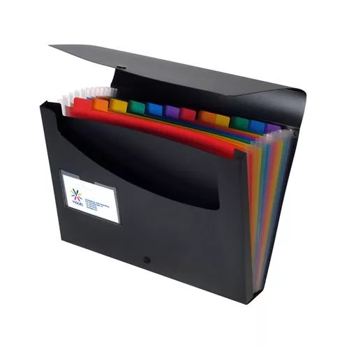 Harmonikamappa, PP, 12 rekeszes, VIQUEL "Rainbow Class", fekete