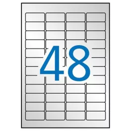   Etikett, 45,7x21,2 mm, poliészter, időjárásálló, kerekített sarkú, APLI, ezüst, 960 etikett/csomag