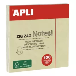   Öntapadó jegyzettömb, "Z", 75x75 mm, 100 lap, APLI "Classic", sárga