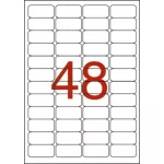 Etikett, 45,7x21,2 mm, poliészter, időjárásálló, kerekített sarkú, fehér, APLI, 960 etikett/csomag