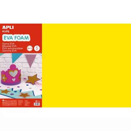 Moosgumi, 400x600 mm, APLI Kids "Eva Sheets", sárga