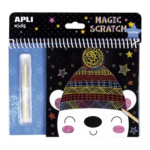 Képkarcoló füzet, APLI Kids "Magic Scratch", téli móka