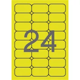   Etikett, 64x33,9 mm, színes, kerekített sarkú, APLI, neon sárga, 480 etikett/csomag