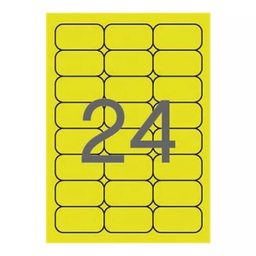 Etikett, 64x33,9 mm, színes, kerekített sarkú, APLI, neon sárga, 480 etikett/csomag