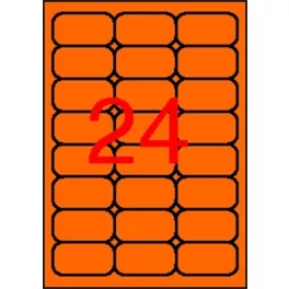   Etikett, 64x33,9 mm, színes, kerekített sarkú, APLI, neon narancs, 480 etikett/csomag