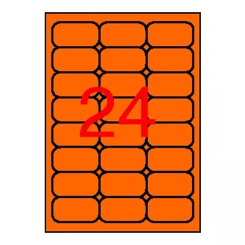 Etikett, 64x33,9 mm, színes, kerekített sarkú, APLI, neon narancs, 480 etikett/csomag