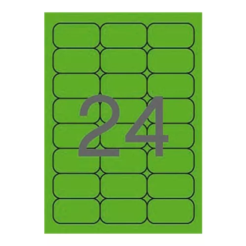 Etikett, 64x33,9 mm, színes, kerekített sarkú, APLI, neon zöld, 480 etikett/csomag