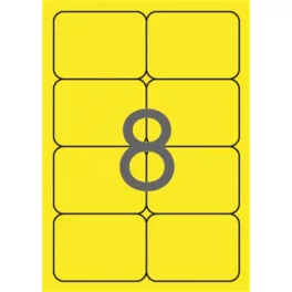   Etikett, 99,1x67,7 mm, színes, kerekített sarkú, APLI, neon sárga, 160 etikett/csomag