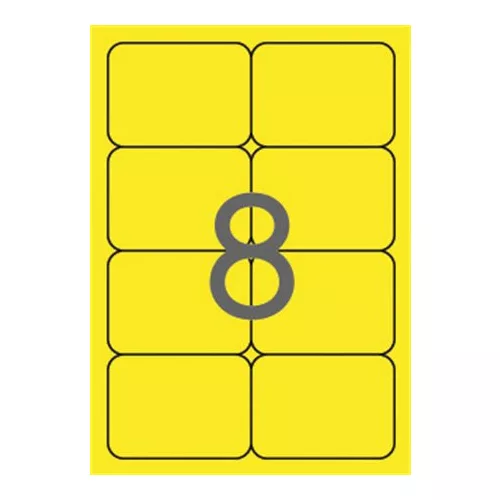 Etikett, 99,1x67,7 mm, színes, kerekített sarkú, APLI, neon sárga, 160 etikett/csomag