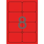 Etikett, 99,1x67,7 mm, színes, kerekített sarkú, APLI, neon piros, 160 etikett/csomag