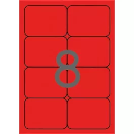   Etikett, 99,1x67,7 mm, színes, kerekített sarkú, APLI, neon piros, 160 etikett/csomag