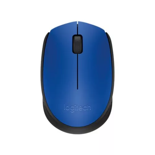 Egér, vezeték nélküli, optikai, közepes méret, USB, LOGITECH "M171", kék