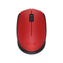   Egér, vezeték nélküli, optikai, közepes méret, USB, LOGITECH "M171", piros