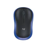 Egér, vezeték nélküli, optikai, közepes méret, USB, LOGITECH "M185", kék