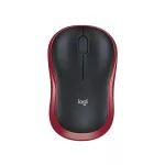 Egér, vezeték nélküli, optikai, közepes méret, USB, LOGITECH "M185", piros