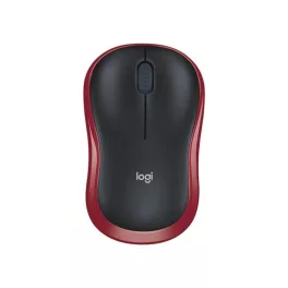   Egér, vezeték nélküli, optikai, közepes méret, USB, LOGITECH "M185", piros