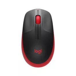   Egér, vezeték nélküli, optikai, USB, LOGITECH, "M190", piros