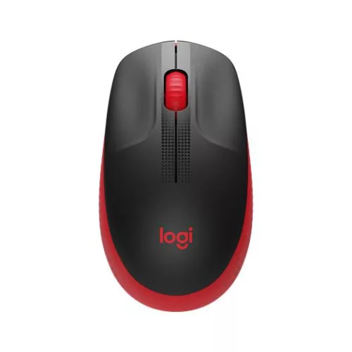 Egér, vezeték nélküli, optikai, USB, LOGITECH, "M190", piros