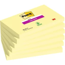   Öntapadó jegyzettömb csomag, 76x127 mm, 6x90 lap, 3M POSTIT "Super Sticky", kanári sárga