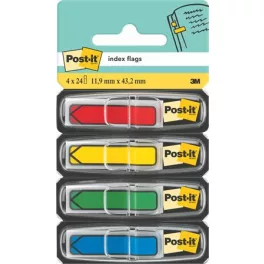   Jelölőcímke, műanyag, 4x24 lap, 11,9x43,2 mm, nyíl, 3M POSTIT, vegyes