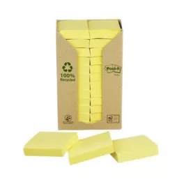   Öntapadó jegyzettömb, 38x51 mm, 24x100 lap, környezetbarát, 3M POSTIT, sárga