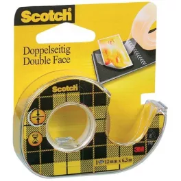  Ragasztószalag, kétoldalas, adagolón, kézi, 12,7 mm x 6,3 m, 3M SCOTCH