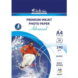   Fotópapír, tintasugaras, A4, 240 g, fényes, VICTORIA PAPER "Advanced"