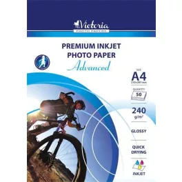   Fotópapír, tintasugaras, A4, 240 g, fényes, VICTORIA PAPER "Advanced"