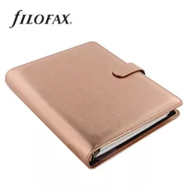   Kalendárium, gyűrűs, betétlapokkal, A5 méret, FILOFAX, "Saffiano Metallic", rózsaarany