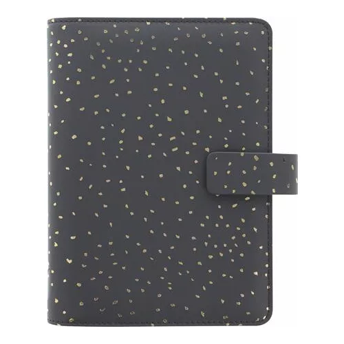 Kalendárium, gyűrűs, betétlapokkal, personal méret, FILOFAX, "Confetti", fekete