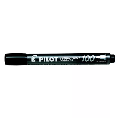 Alkoholos marker, 1 mm, kúpos, PILOT "Permanent Marker 100", fekete
